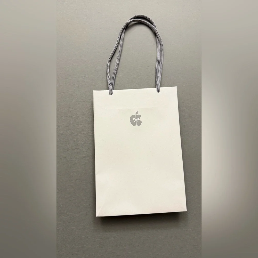 Apple Silver Logo White Bag